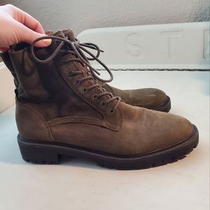 Lucky Brand women's suede dark olive combat style boots size 8